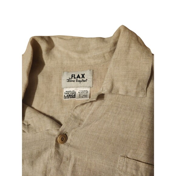 Flax By Jeanne Englehart Shirt Womens Large Vintage 90s Oversized Oatmeal Beige - Picture 5 of 7
